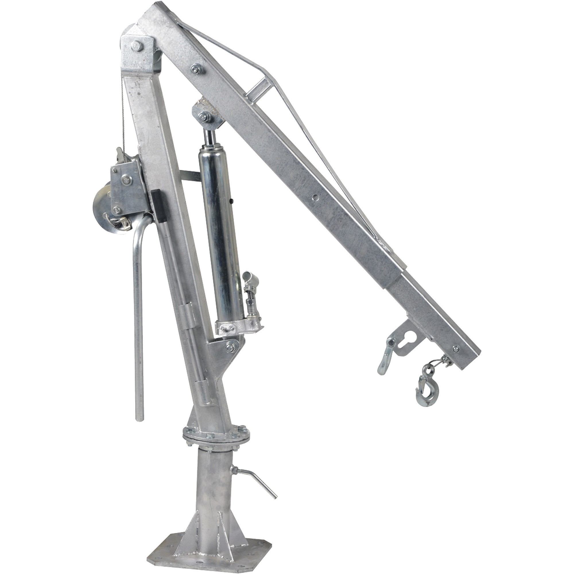 Vestil Galvanized Hydraulic Pickup Truck Jib Crane with Hand Winch - 500 lbs. Capacity Extended, 1,000 lbs. Capacity Retracted, Model# WTJ-2-G
